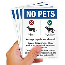 "No Pets - Service Animals Allowed" Metal Sign 14x10 Inches - Rustproof Aluminum