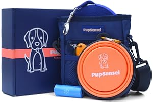 PupSensei Puppy Essentials Dog Training Kit: Dog Treat Pouch, 30FT Long Dog Leash, Dog Clicker, Collapsible Dog Bowl, Dog Poop Bag- Great for New Puppy Owners