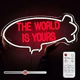The World Is Yours Neon Sign for Mens Room, Blimp Led Light Up Sign The World Is Yours Plug and Play for Game Room Mens Cave, Home Bar