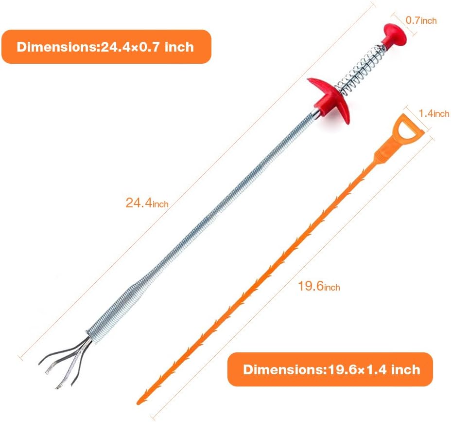 ADOLPH Hair Drain Clog Remover Quick and Painless Slow Drain Relief for Drain Cleaning (2 Pack