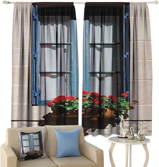 Amazon Com Hobeauty Country Window Curtain Fabric Mediterranean