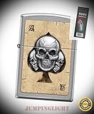 1153 Ace of Spades 3-Skulls Brushed Chrome Finish