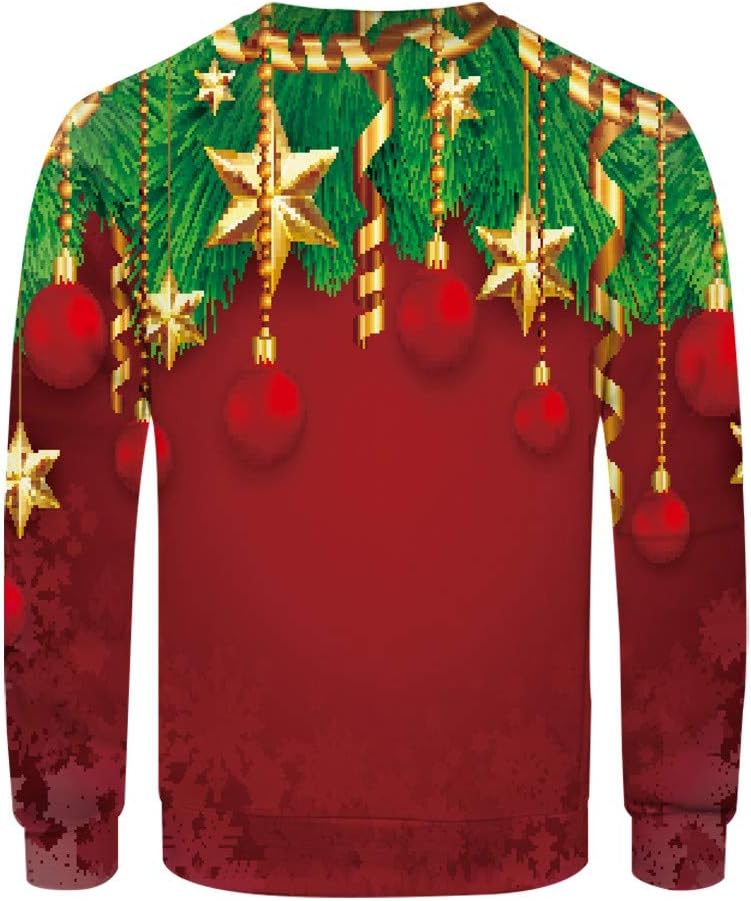 Moonuy Christmas Couple's Sweater Round Collar Blouse Autumn Long Sleeve Hooded Sweatshirt Women Outwear Blouse Men Pullover Tops Tee Shirt Casual Sweater Loose Popular Jacket Baggy Hoodie
