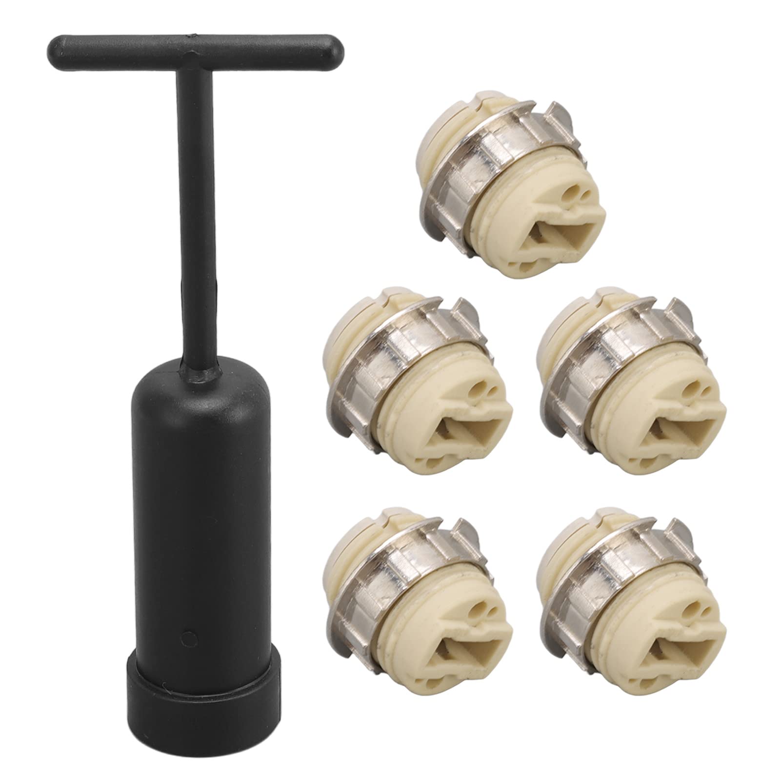 Pssopp Light Bulb Base Socket G9 G9 Ceramic Lamp Holder, Mini Spring Mechanism High Temperature Resistance G9 Bulb Base Socket 5Pcs Lightweight Firm with Socket Removal Tool for