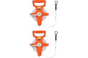 QWORK 1/2" x 164' Open Reel Dual Sided Fiberglass Tape Measure 2 Pack for Engineer, Orange