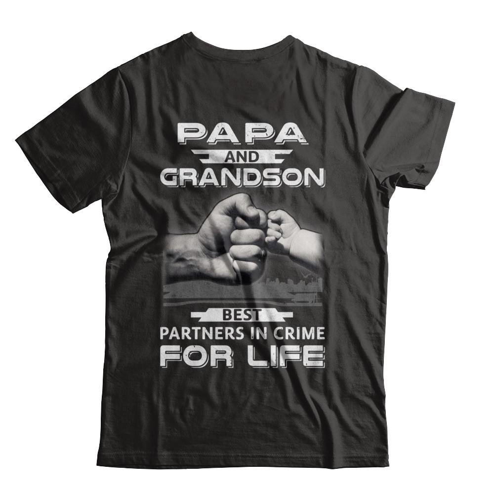 Papa And Grandson Best Partners In Crime For Life Short Sleeve Tee T Shirt