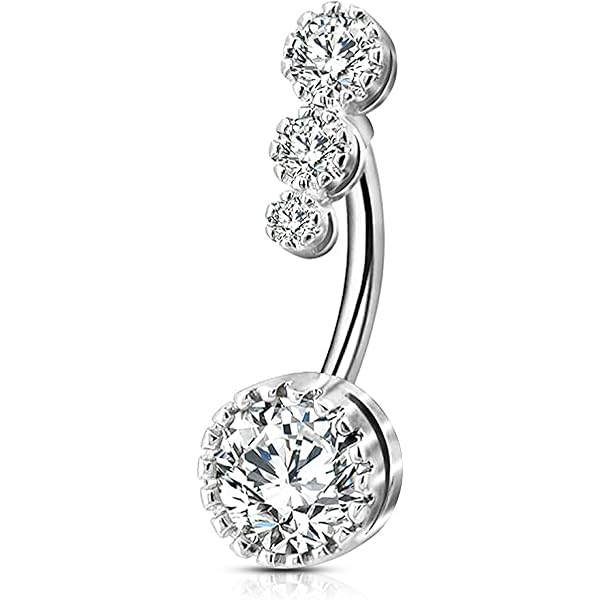 OUFER 14G Gouden Buikstaaf Roestvrij Staal 316L Vlinder Navel Ring CZ