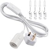 DiCUNO E27 Lampholder Pendant Light Fitting White 4M Cable Ceiling Kit view 1