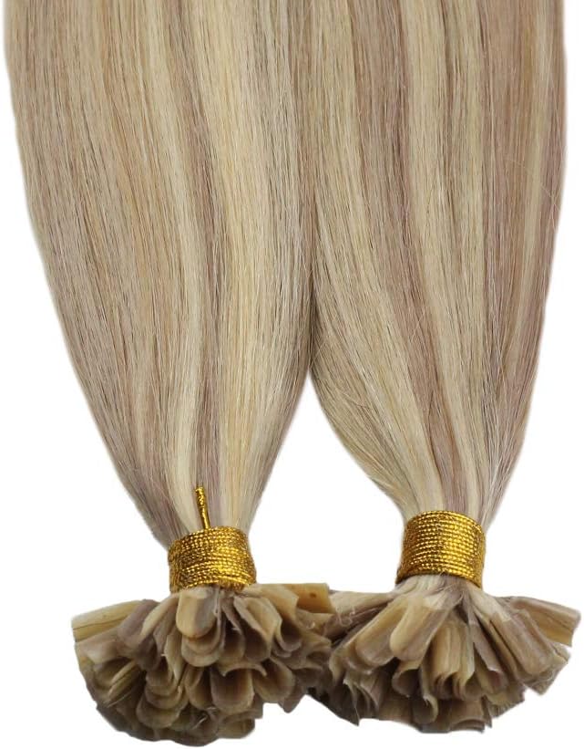 Ugeat Utips Hair Extensions Human Hair Blonde 18 Inch U Tip Hair Extensions Real Human Hair Ash Blonde Highlights Bleach Blonde Keratin Tip Highlights Effect for Party 50S 50G - Image 5