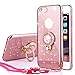 Galaxy S10e Case, Glitter Crystal Heart Floral Series - Slim Luxury Bling Rhinestone Clear TPU Phone Case With Ring Stand - Rose Gold