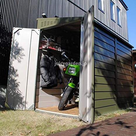Amazon 屋外収納庫 バイクや自転車収納に 英国製メタルシェッドtm2ペントルーフ カーポート 車庫