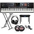 Korg 88-Key Pa5X Professional Arranger Bundle with Adjustable Keyboard Stand, Flip-Top Bench, Closed-Back Headphones, Sustain Pedal, and 1/4 Inch TS Cables (7 Items)