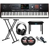 Korg 88 Key Pa5X Professional Arranger Bundle | Includes Adjustable Keyboard Stand, Flip-Top Bench, Closed-Back Headphones, Sustain Pedal, and 1/4 Inch TS Cables