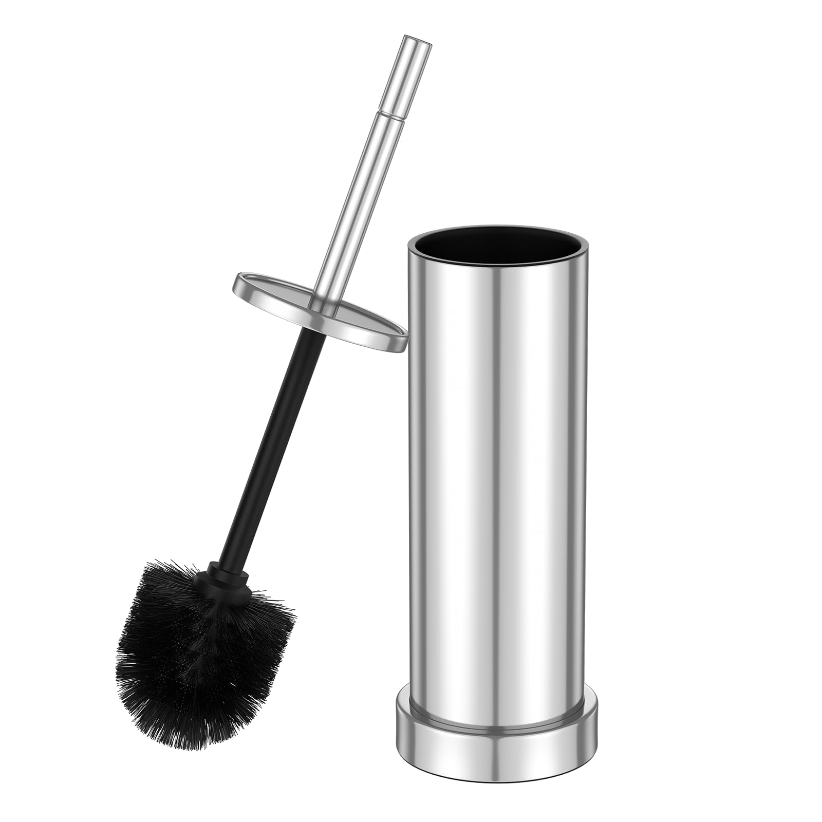 Photo 1 of 304 Stainless Steel Toilet Brush and Holder Set, Heavy Duty Toilet Bowl Brush and Holder with Removable Inner Bowl, Splash Protection, Long Handle for Bathroom