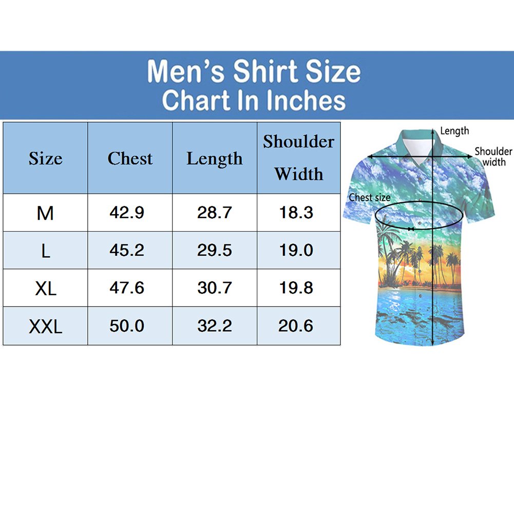 TUONROAD Adult Casual Youth Traditional Tropic Aloha Hawaiian Luau Shirt Button Down Shirt Short Sleeve Shirt Vintage Hawaiian Shirts,Outer Space