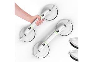 Toiysyy Grab Bars for Bathtubs & Showers 2 Pack, 265lbs Shower Grab Bars for Seniors with Safety Indicator, Night Glow, 15 In