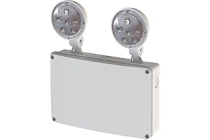 Garrini Waterproof LED Emergency Light, White housing, Dual Rotational LED Emergency Light with Backup Battery, Commercial Grade, Fire Resistant，Suitable for Wall Mount, Wet Location WMU