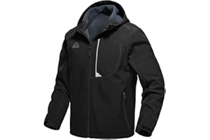 Rdruko Men's Soft Shell Jacket Fleece Lined Lightweight Waterproof Outdoor Hiking Jacket
