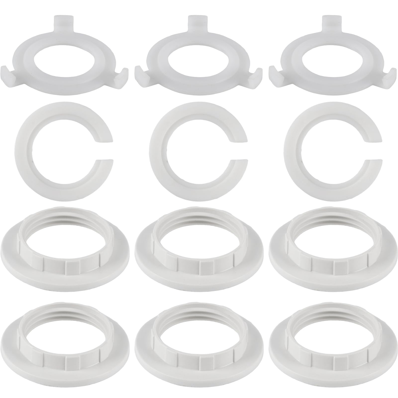 12 Pcs E27 to E14 Lampshade Reducer Ring, E14 Lamp Shade Reducer Rings, Light Lamp Shade Adapter Rings Screw Collar Ring Converter Washer for Lampshade Adaptor Socket Replacement Fittings