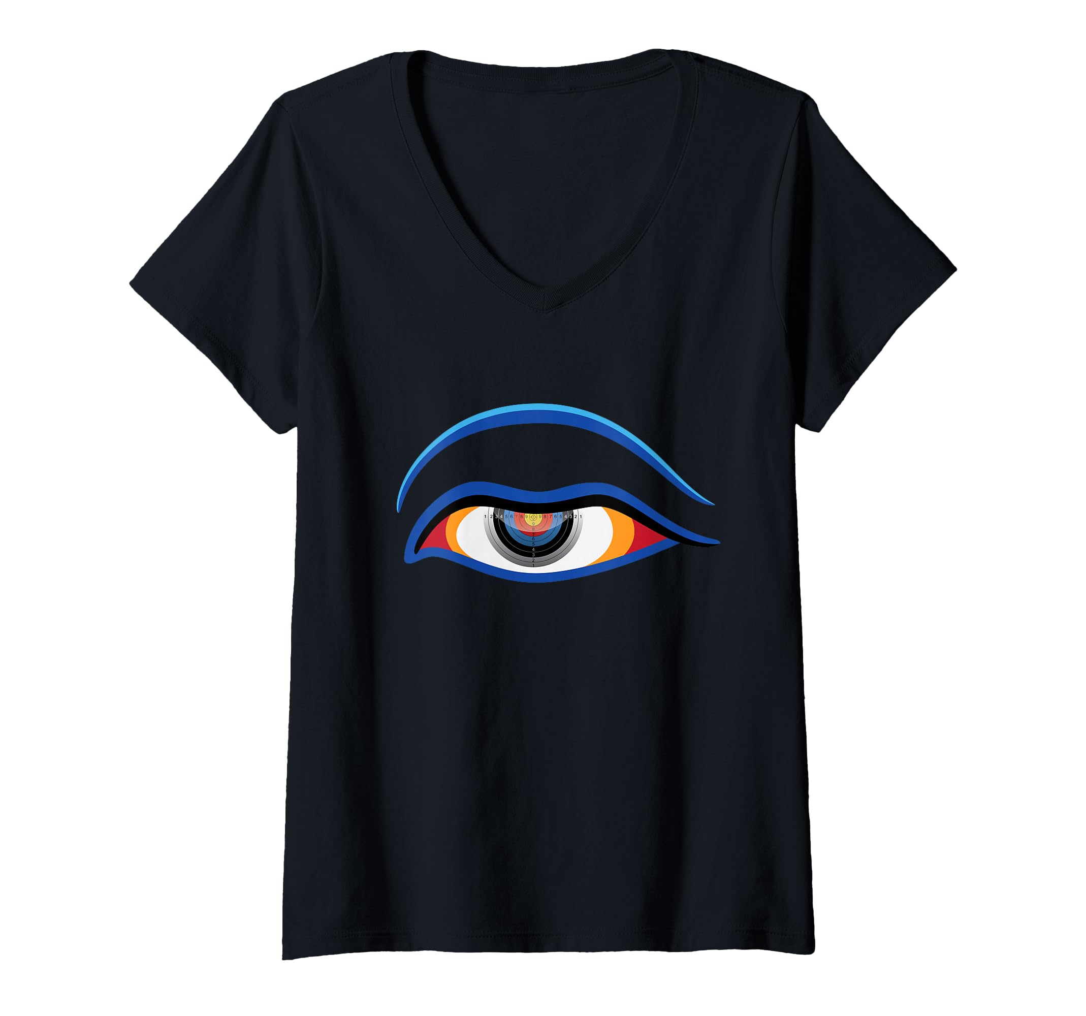 Women's Archer Target Eye Longbow Focus Traditional Archery Bowman V-Neck T-Shirt