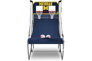 Pop-A-Shot - Home Dual Shot with Michigan Wolverines NCAA Graphics l Sensor Scoring l 16 Game Modes l 7 Balls l Foldable Storage l for All NCAA Fans