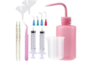 Matio 13 PCS Snow Globe Tumbler Supplies, DIY Glitter Snowglobe Kit with Large Funnels, Squeeze Bottle, Syringes, Tweezers, S