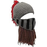 Creative Barbarian Knit Beard Hat Funny Knit Cap Wig Beanie Hats for Men Women