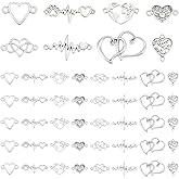 UNICRAFTALE 80Pcs 8 Styles Heart Connector Charms Tibetan Style Charms Heart Links Hollow Heart Charms Love Jewelry Connectors for DIY Earrings Necklaces Bracelets Making for Valentine's Day