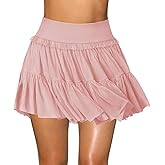 Hragc Women's Pleated Flowy Ruffle Tennis Skirt Skort for Women High Waisted Mini Athletic Golf Skirt with Shorts Pocket