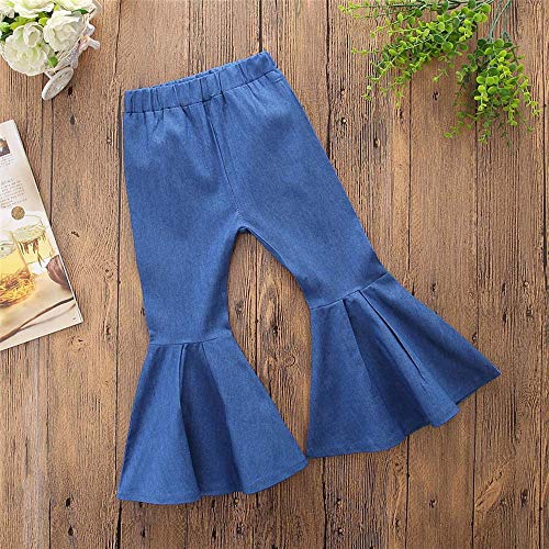 Kehen Kid Toddler Little Girls Denim Jeans Bell Bottom Flare Pants Leggings Trousers Blue 3T