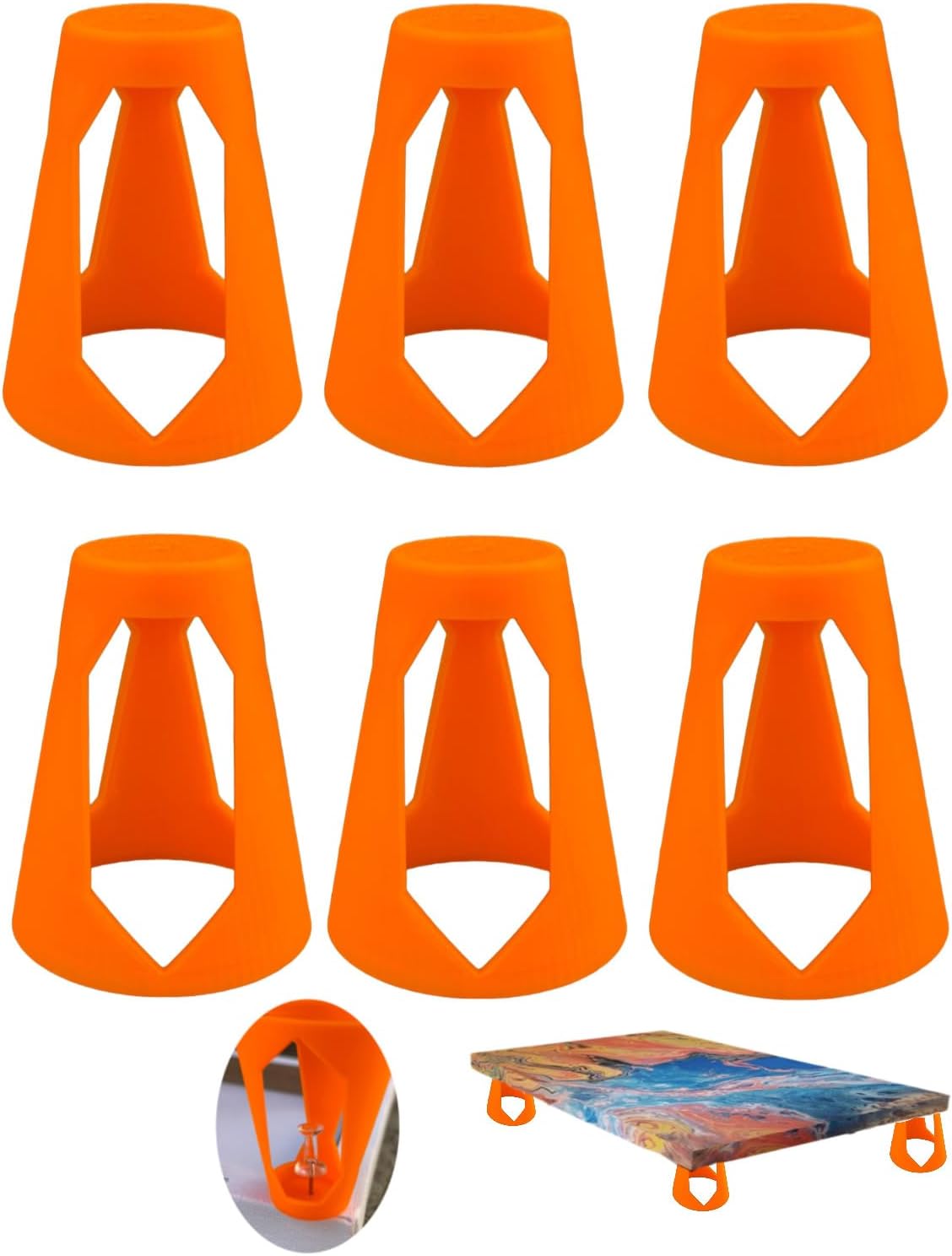 Paintings - 6 Pieces Canvas Stands Paint Stands for Painting | Canvas Stand for Paint Pouring | Risers for Crafts, Artworks Projects, Handicrafts | Canvas for Fluid Acrylic Pouring Paint Supplies(Orange, 2inche