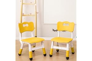 WHY TOYS Adjustable Kid Chairs Indoor 3 Level Adjustable Suitable for Children Age 2-6. Maximum load-bearing 220LBS Suitable for Family Classroom and Nursery Child Seat Set (2-Pack) (Yellow(2 Chair))