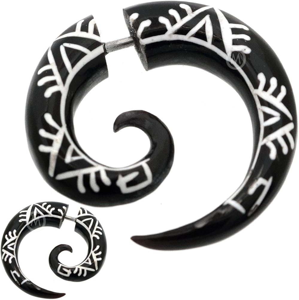 Body Jewelry PAIR HORN 2g 6MM SPIRALS PLUG body jewelry INLAY PLUG