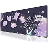 Cute Anime Gaming Mouse Pad Cartoon Large Desk Mat, 31.5x11.8 Inch Mousepad Extended Non-Slip Rubber Base Keyboard Mat with Stitched Edges for Desk Home Office