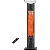 ThermoMate Outdoor Indoor Electric Patio Heater, 1500W 38.5" Portable Tower Infrared Heaer, IP55 Rated Space Radiant Heater with Remote, Timer, Tip-over Protection for Backyard, Restaurant &amp; Garage