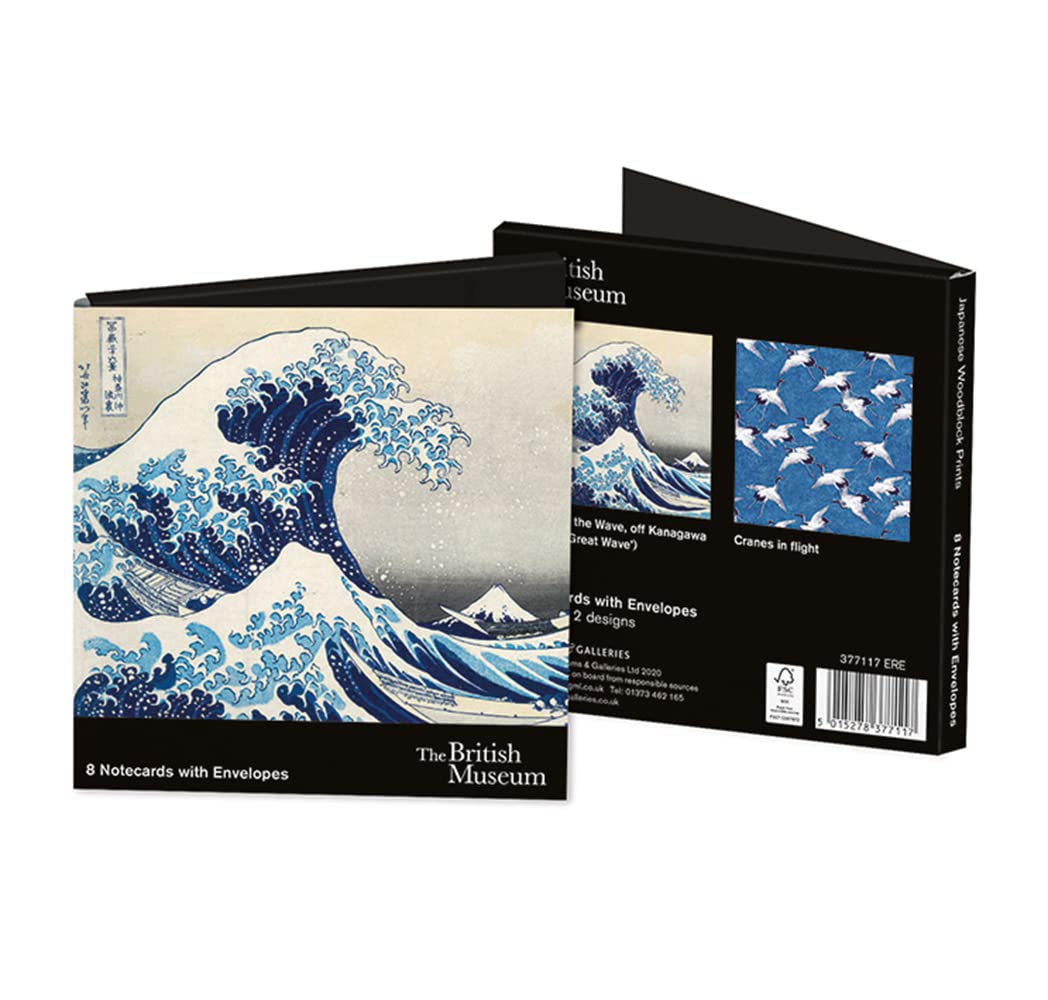 British Museum Great Wave Japanese Woodblock Prints Pack of 8 Blank Greeting Cards