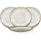 Henten Home Ceramic Dessert Plates, 8.5 Inch Salad Plate Set of 4, Porcelain Snack Serving Dishes for Cake, Kitchen, Microwave & Dishwasher Safe, Reactive Glaze (White)