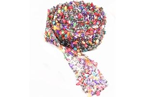Crystal Rhinestone Trim Hotfix Ribbon Colorful Artificial Gem Stone Beaded Iron On Applique Chain Embellishment Sewing Accessories by EORTA for DIY Wedding Bridal Dress Shoes Phone Decor, 3.5 CM Width