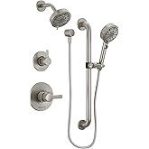 Peerless PTT24247 Precept Pressure Balanced Shower System with Shower Head, Hand Shower, Slide Bar, Shower Arm, Hose, and Val