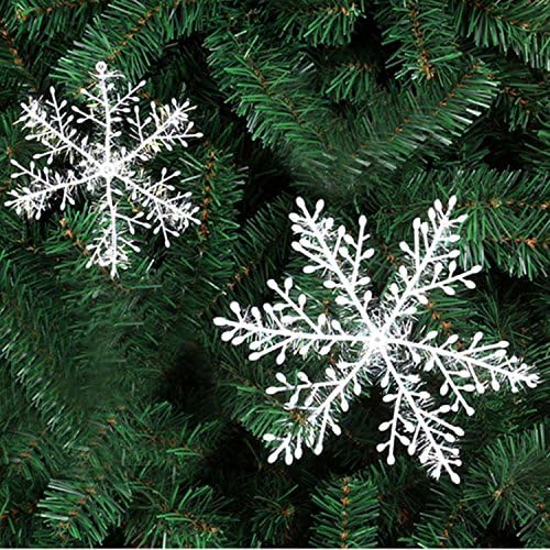 Pack of 48 White Snowflake Ornament Xmas Christmas Tree Classical Decorations Party Home Decor Door Window Decoration (4.33"-36Pcs, 5.9"-12Pcs)