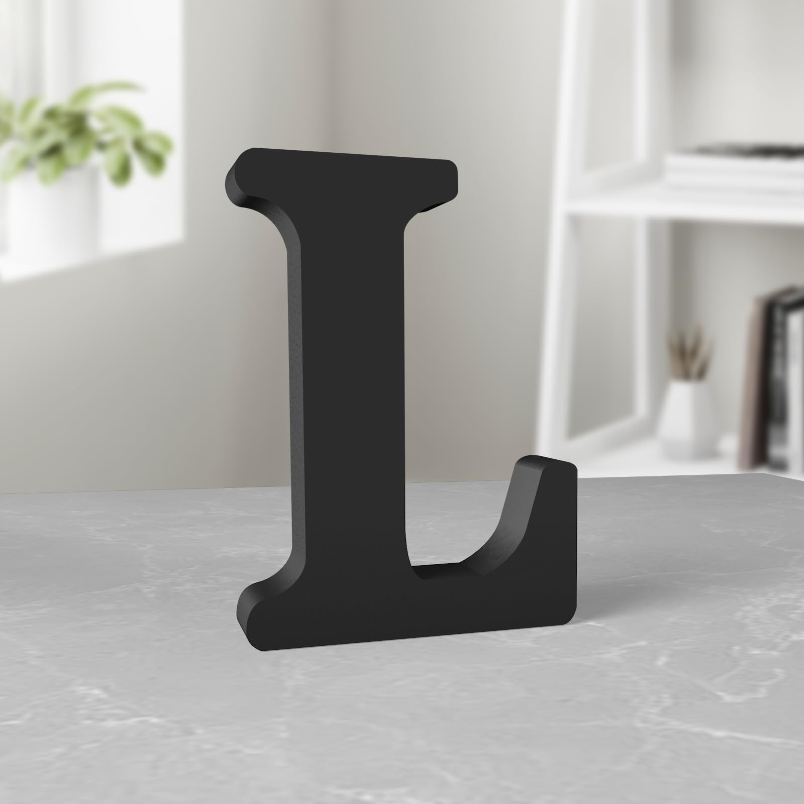 Aruatu 6 Inch Black Wood Letters for Wall Decor - Unfinished Decorative Standing Letter Slices for Sign Board Decoration, Craft, Home Party Projects (L)