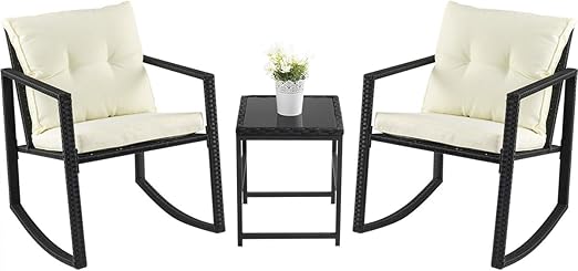 Amazon Com Pamapic Outdoor 3 Piece Porch Furniture Rocking Bistro
