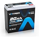 VATRER POWER 12V 20AH LiFePO4 Lithium Battery, Built-in 20A BMS, 5000+ Cycles Rechargeable Deep Cycle Battery, Perfect for Sm