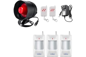 TOWODE Standalone Home Office & Shop Security Alarm System Kit, Wireless Loud Indoor/Outdoor Weatherproof Strobe Siren Horn w