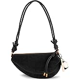 Small Crossbody Bag Women Suede Dumpling Handbags Shoulder Hobo Purse with Baseball Charms Adjustable Shoulder Strap Unique