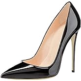 COLETER Women's Sexy Pointed Toe High Heels,4.72 inch/12cm Patent Leather Pumps,Wedding Dress Shoes,Cute Evening Stilettos