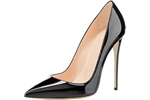 COLETER Women's Sexy Pointed Toe High Heels,4.72 inch/12cm Patent Leather Pumps,Wedding Dress Shoes,Cute Evening Stilettos