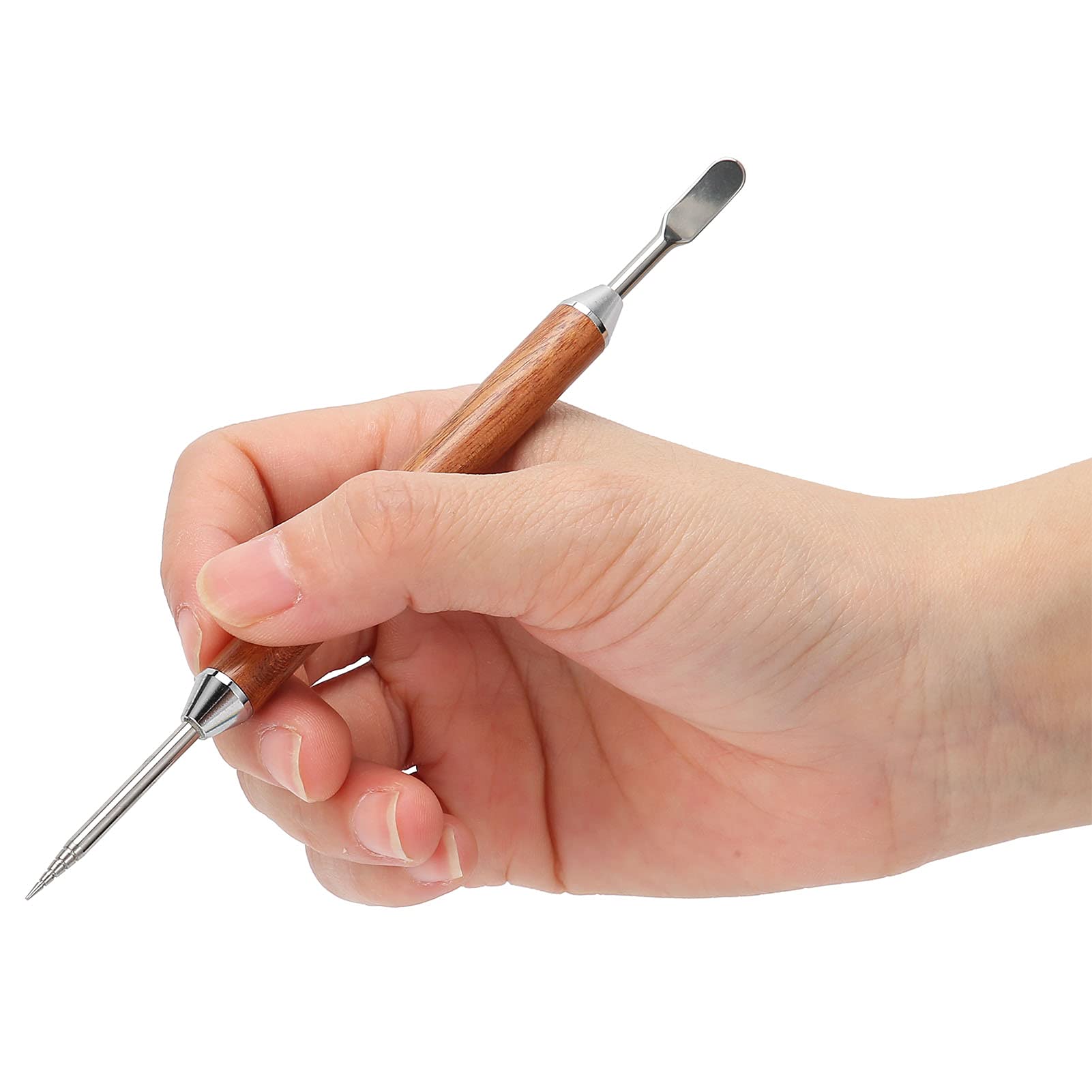 Latte Art Pen Creative Coffee Latte Needle Stainless Steel Latte Art Tool with Wooden Handle for Home Kitchen