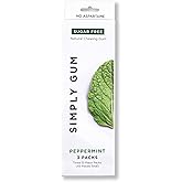 SIMPLY Plastic-Free Peppermint Gum, 100% Xylitol Sweetened, 3 Packs of 15 | 45 Pieces Total, 15 per Pack. Sugar Free, No Artificial Sweeteners, Vegan, Gluten Free and Soy Free, Non-GMO and Kosher.