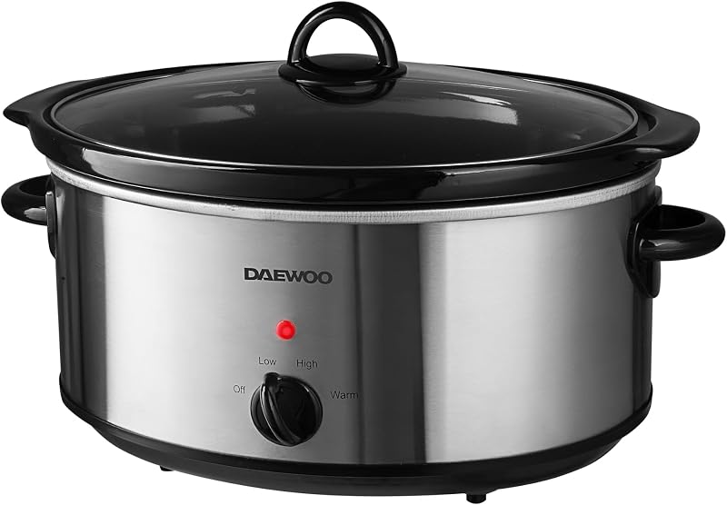 Daewoo 6.5L Slow Cooker Large Family Electric Cooker with Glass Lid